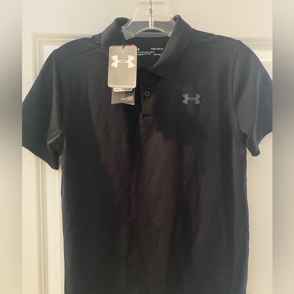 Boys Black Unser Armour Polo shirt - NWT
